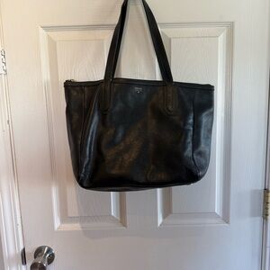 Fossil Black Leather Tote Bag Sydney Tote